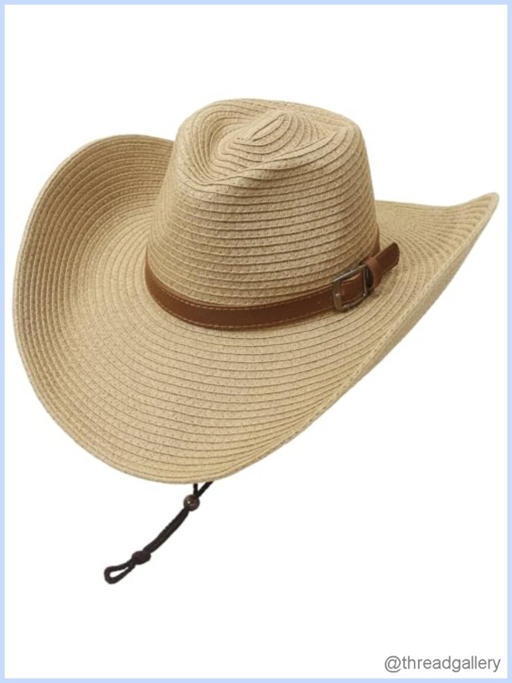 Packable Oversized Straw Cowboy Sun Hat with Chin Strap Wide Brim